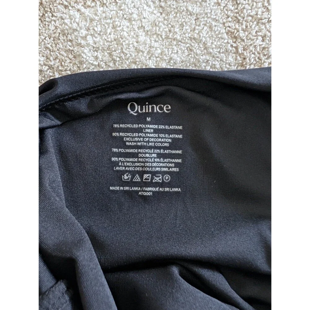 Quince Italian Underwire One Piece Swimsuit Medium Tie Back SPF Black NWT